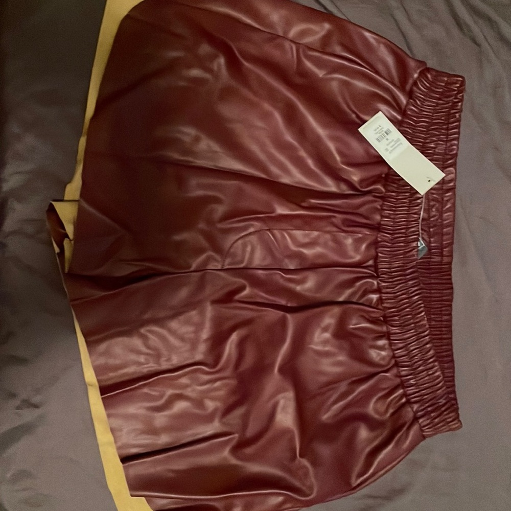 Maroon leather shorts